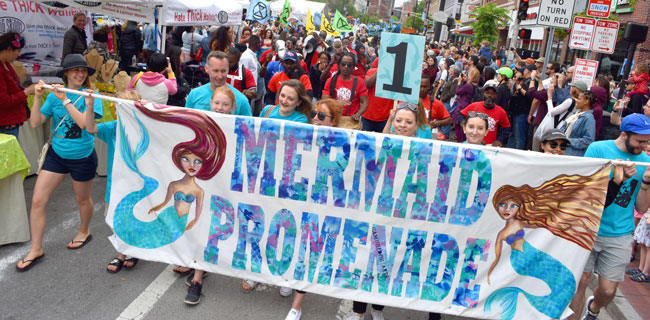 Mermaid Promenade at 2019 Cambridge Arts River Festival.
