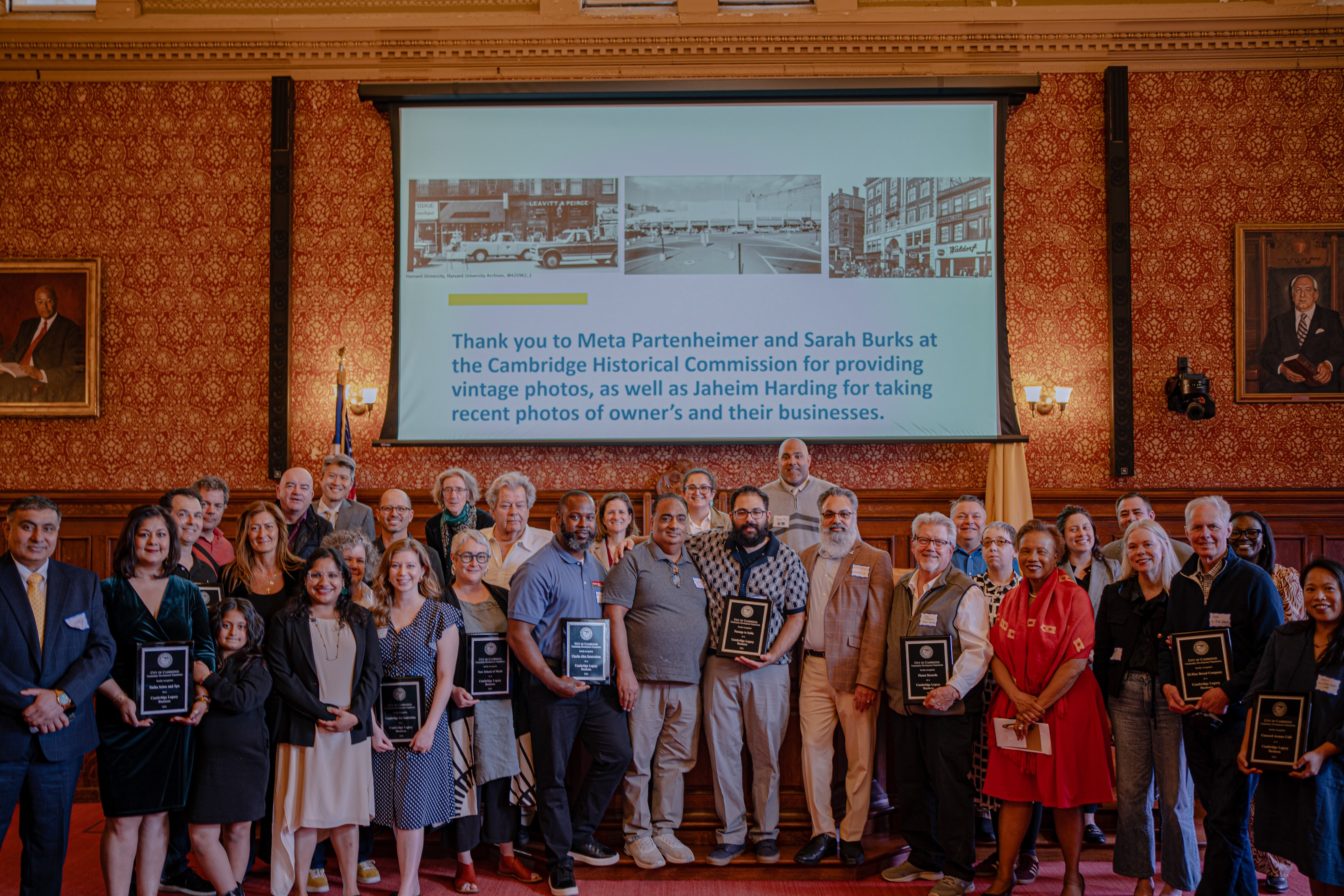 Picture of all the legacy business awardees from the 2026 Cambridge Legacy Business Luncheon