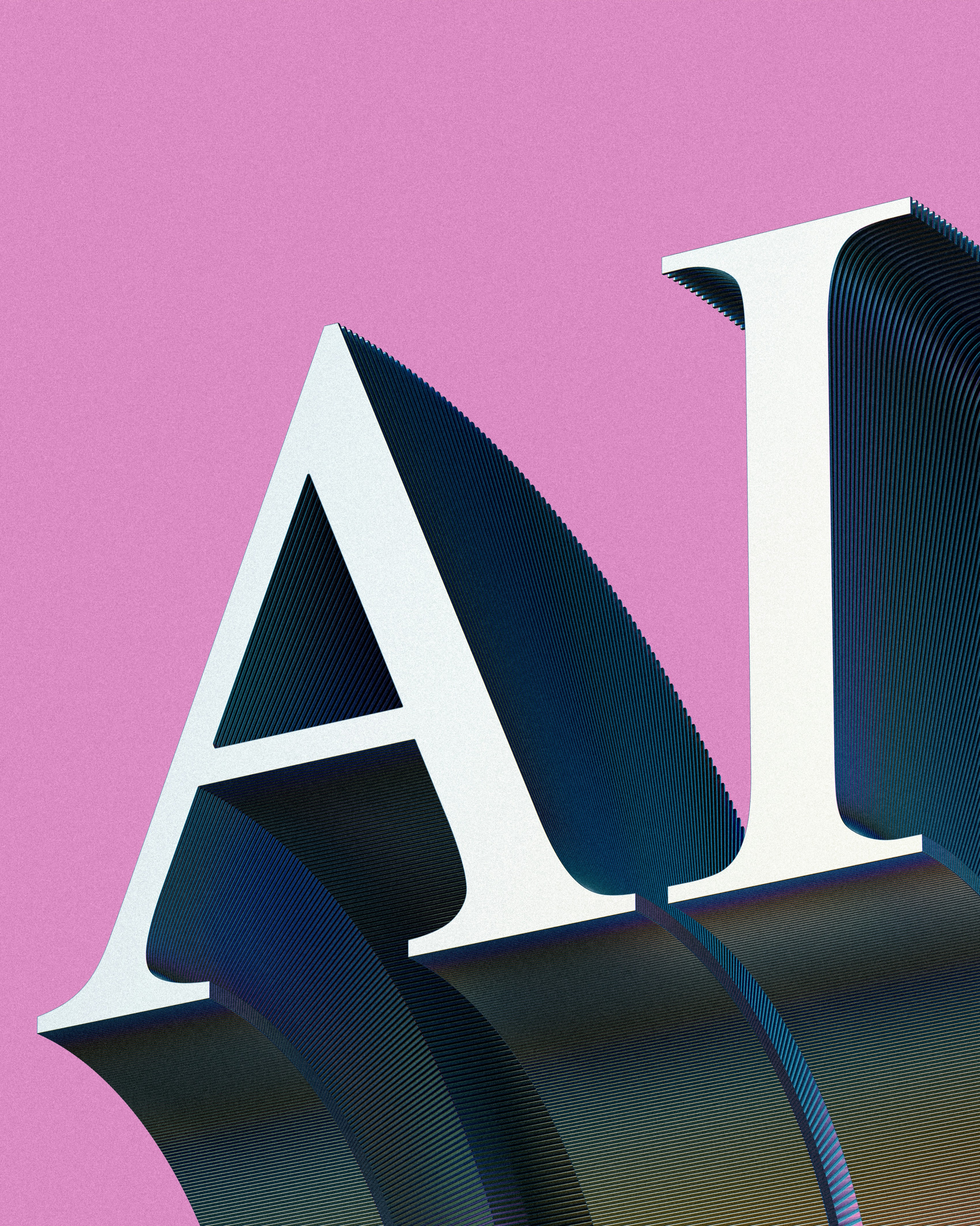 The capital letters "A" and "I" in white against a periwinkle background