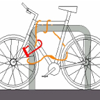 Technical drawing of how to lock a bike