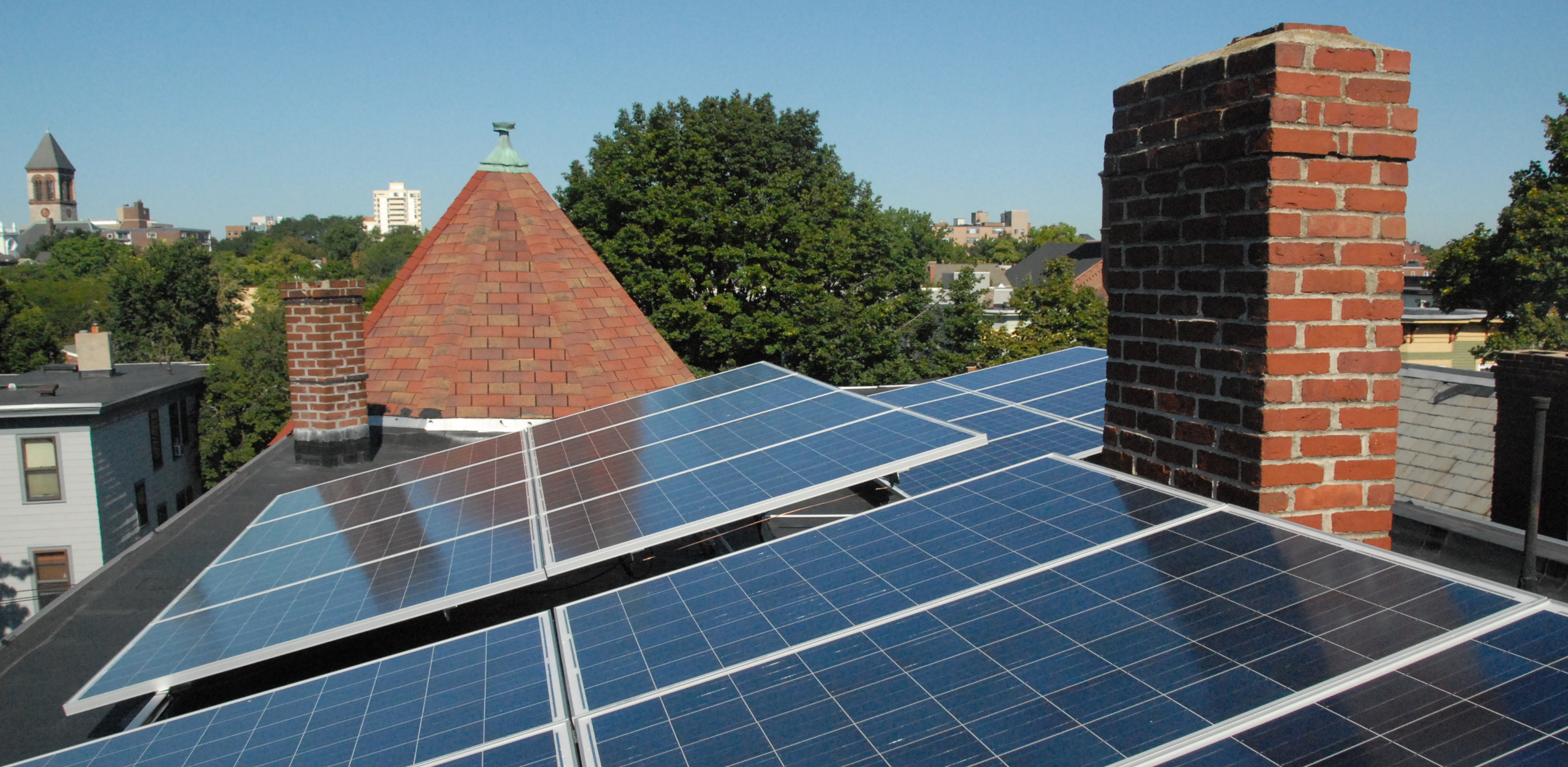 Solar panels on a roof.