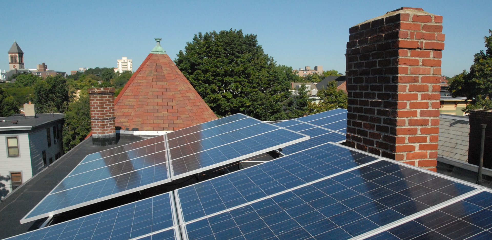 Solar panels on a roof.