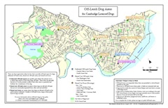 Map of off leash dog areas in Cambridge