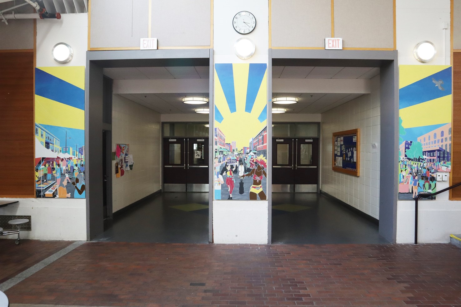 Photo of the mural created by the Cambridge Youth Council (CYC) at Cambridge Rindge and Latin School (CRLS)