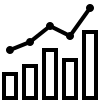 Icon of data in a bar chart and trendline
