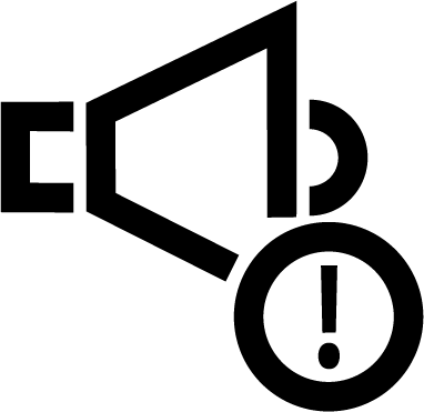 Icon of a megaphone with a circled.