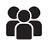 Stylized icon of three people