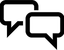 Icon of two speech bubbles facing each other.