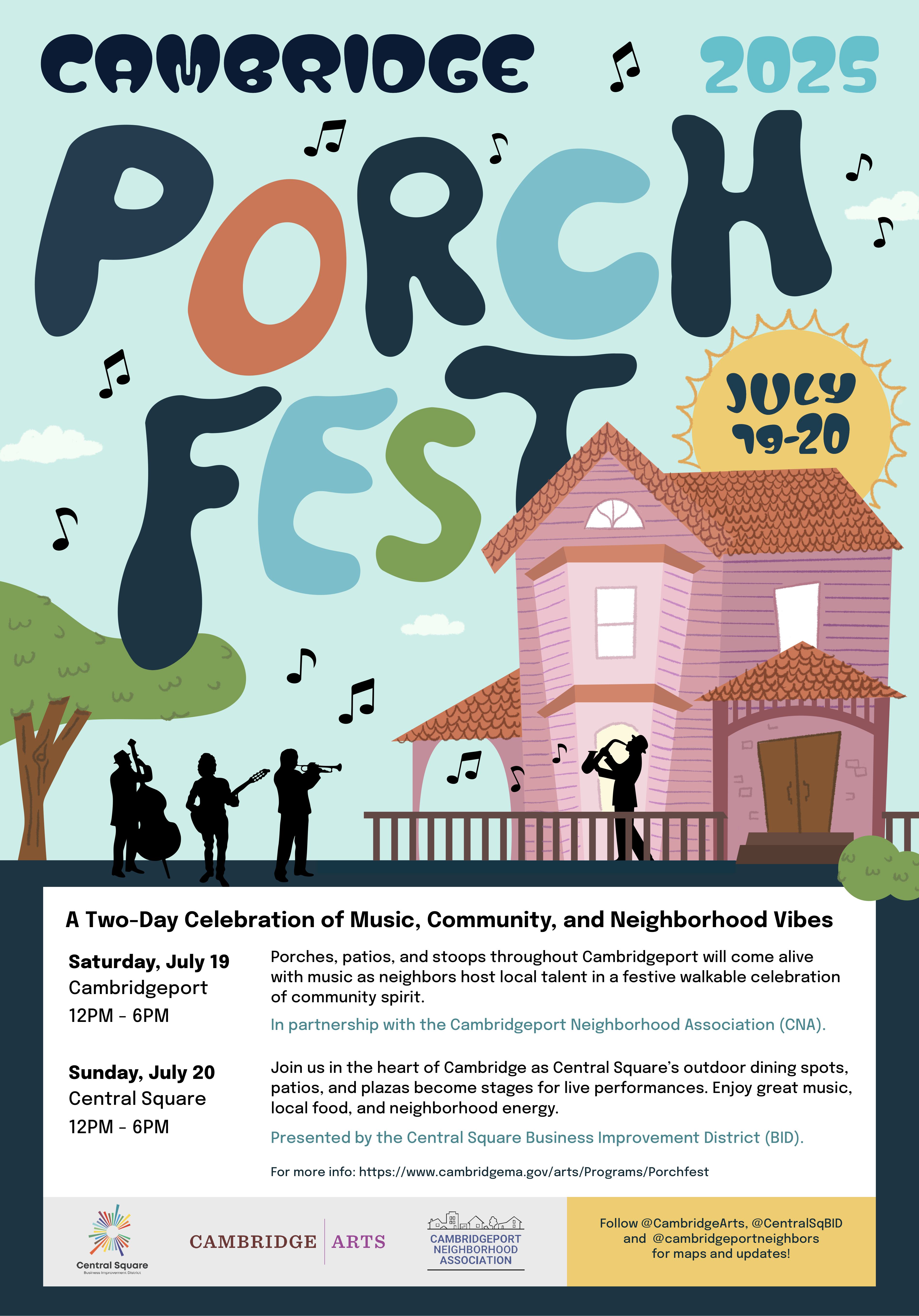 Flyer for Cambridge Porchfest 2025