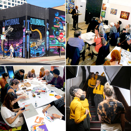 Collage of images depicting organizations in cultural programming