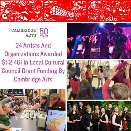 35 Artists And Organizations Awarded $112,461 In Local Cultural Council Grant Funding By Cambridge Arts. Pictured clockwise from top: Zhonghe (Elena) Li, All Things Dance Boston, Dance in the Schools, Juventas Music and Cambridge Foundry.