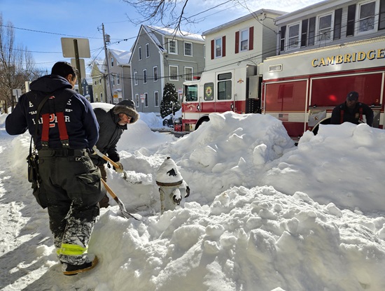 Engine 3 firefightrs shoveling hydrants in East Cambridge - 1