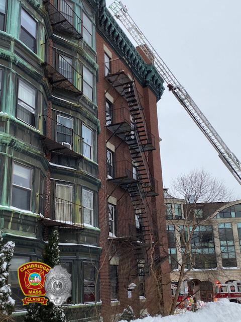 2nd alarm box 2-461 - 1137 Mass Av -  Engine 2, Ladder 2, and Squad 3 working deployed on the Remington St side of the fire