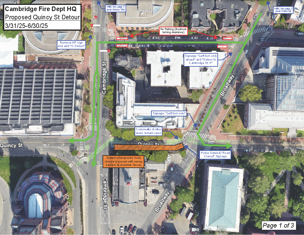 Proposed Detour for Quincy Street Starting 3-31-2025