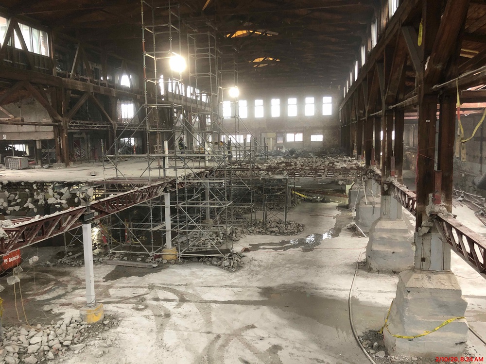 Interior pic of demolition of the building