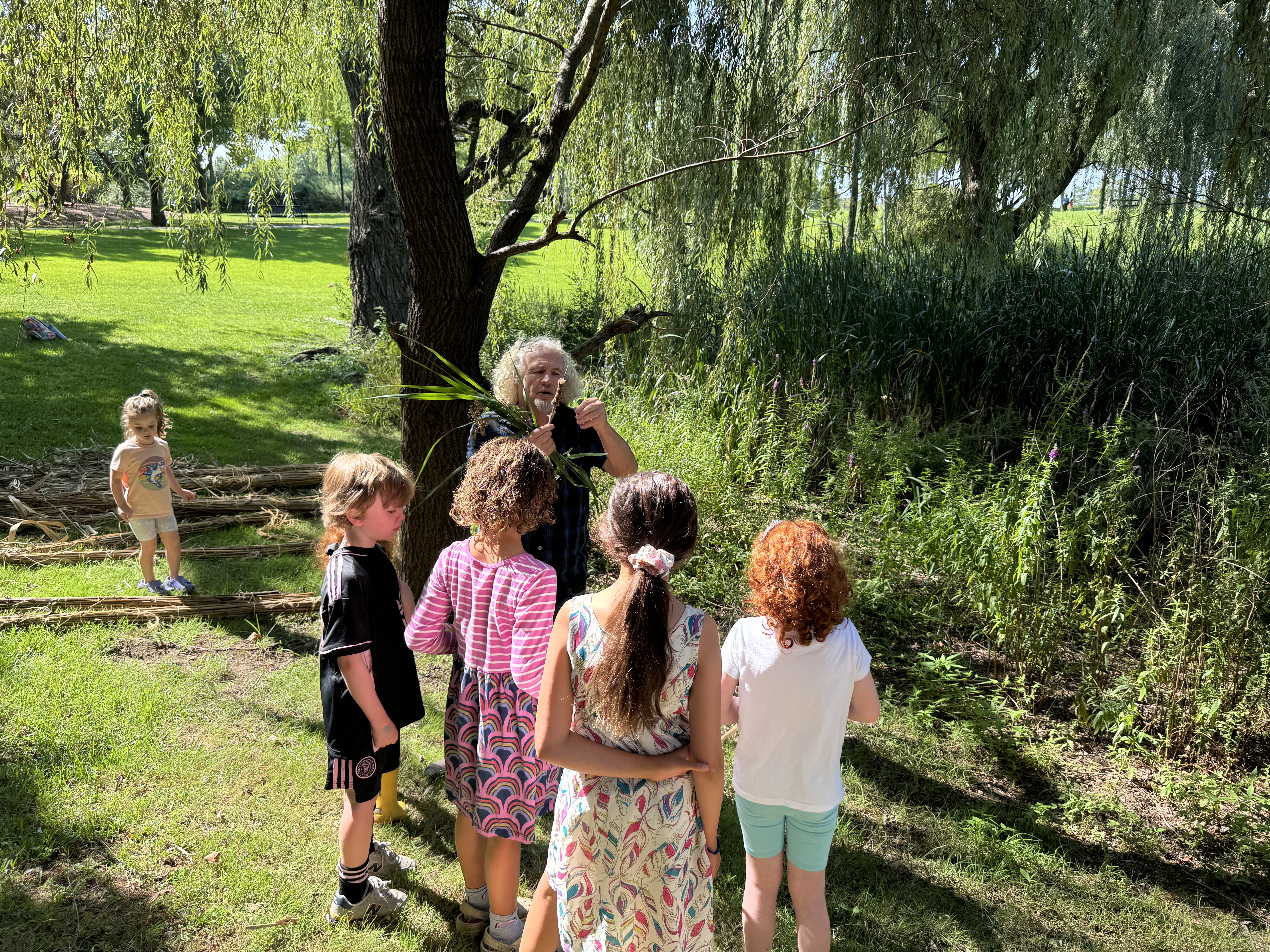 A guide shows a group of children plants