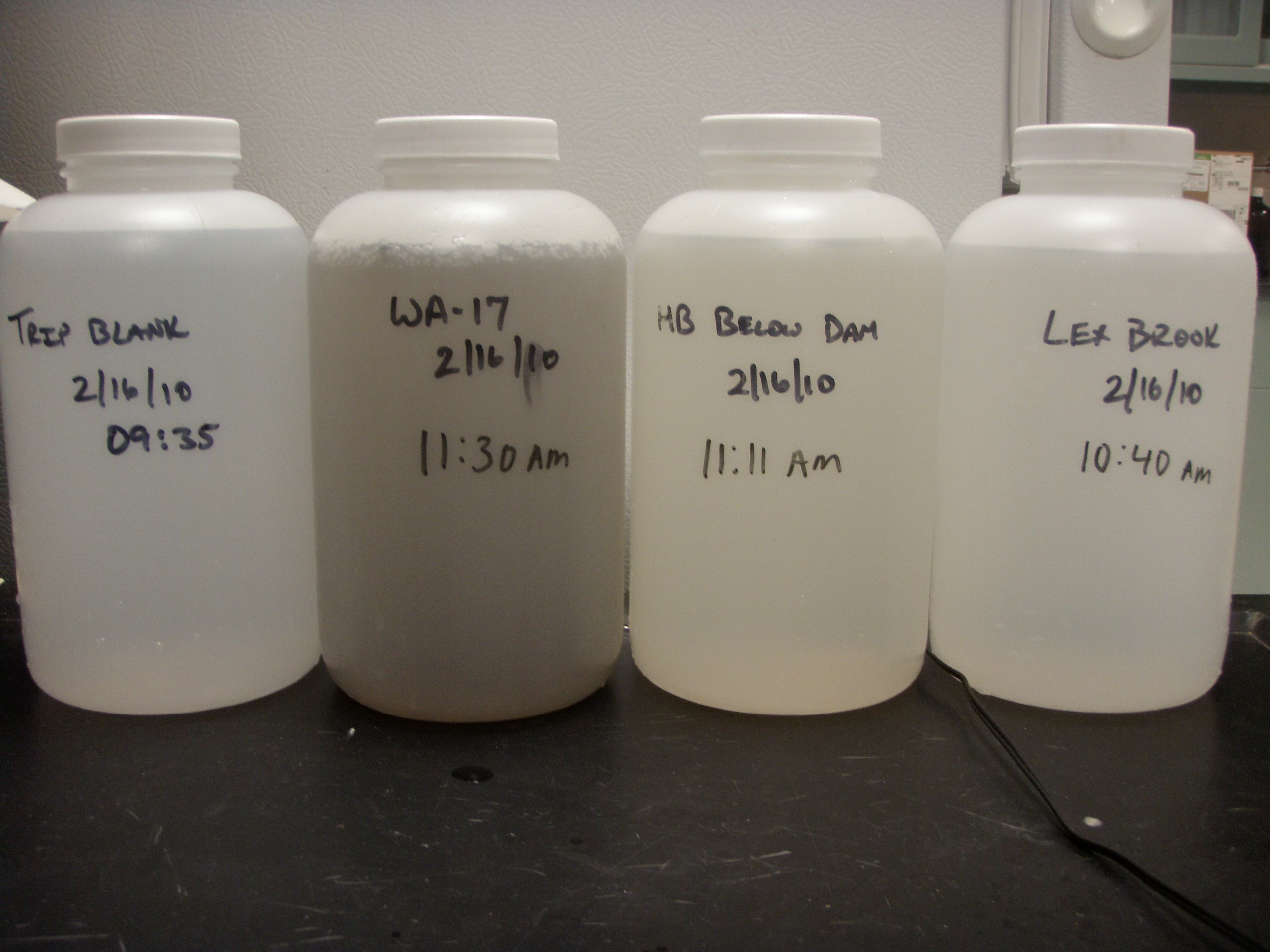 Several stormwater water quality samples compared from primary tribuaries.