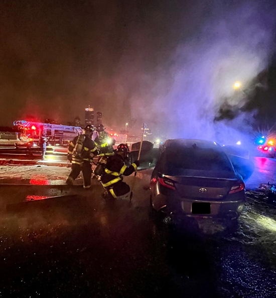 car crash and fire - Mem Dr - 7Feb2025 - 2