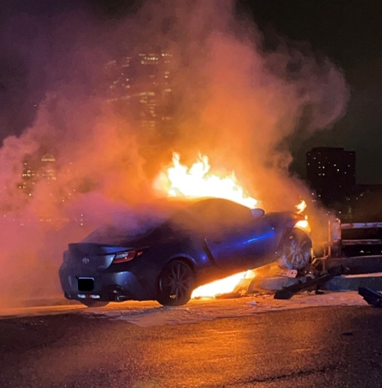 car crash and fire - Mem Dr - 7Feb2025 - 1