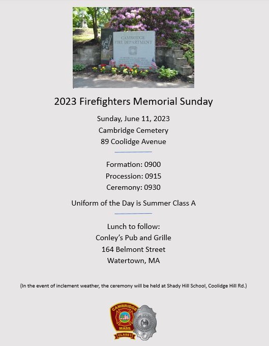 Firefighters Memorial Sunday 2023 notice