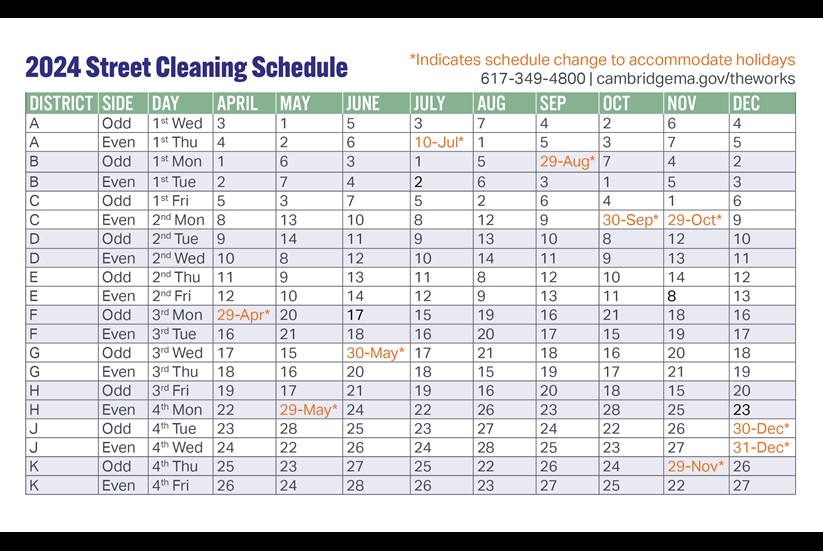 Street Cleaning Schedule 2024