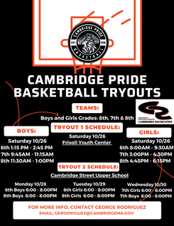 Cambridge Pride 2024 Tryouts Schedule