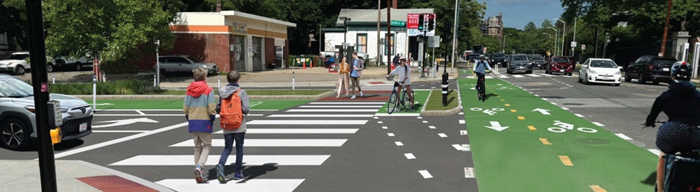 A rendering of Aberdeen Avenue and how it supports many modes of transportation.