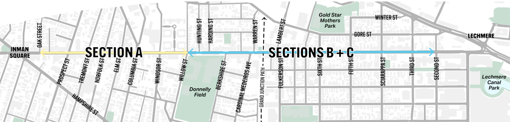Map of Sections of Cambridge St