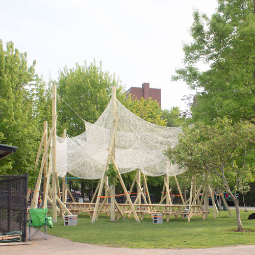 "Growing Shade” by Alejandro Saldarriaga and Northeastern University located near the Russell Field playground, between Rindge Avenue, Clifton Street and Harvey Street, North Cambridge.