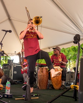 Kotoko Bras performs on the Global Arts Live Stage at 2024 Cambridge Arts River Festival. (Luis Cotto photo)