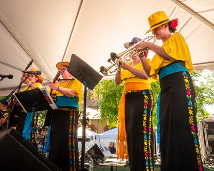 Veronica Robles Female Mariachi Band performs on the Global Arts Live Stage at the 2024 Cambridge Arts River Festival. (Luis Cotto photo)