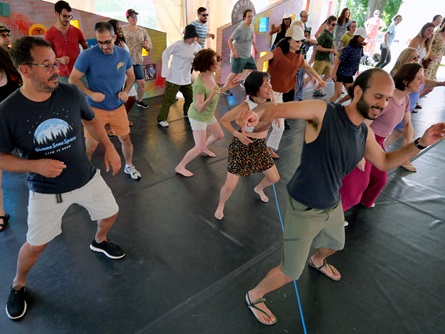 House Dance with Sean Bjerke on Theater/Dance Stage from Central Square Theater and The Dance Complex at the 2024 Cambridge Arts River Festival. (Greg Cook photo)
