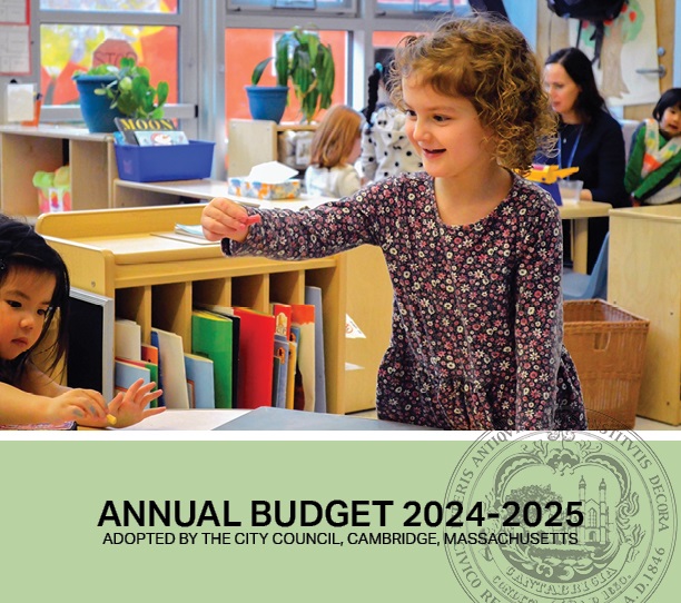 Image from the cover of the FY25 Adopted Budget Book showing a group of preschoolers in a classroom