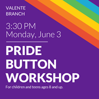 Event image for Pride Button Drop-In for Youth (Valente)