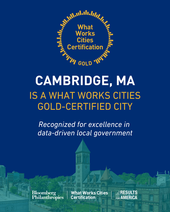 Cambridge Awarded Gold Certification from What Works Cities for Third Time