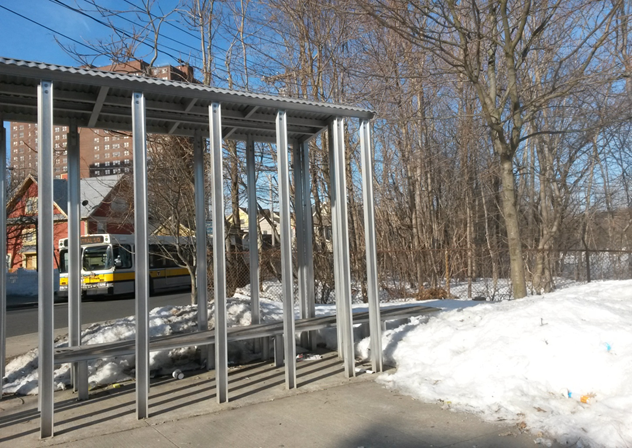 Bus shelter with no walls