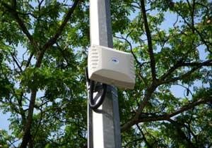 Wifi antenna on a light pole