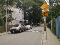 Speed hump on a residential street