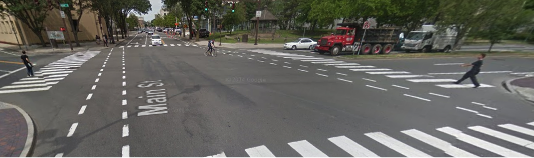 Street showing bike lanes on either side