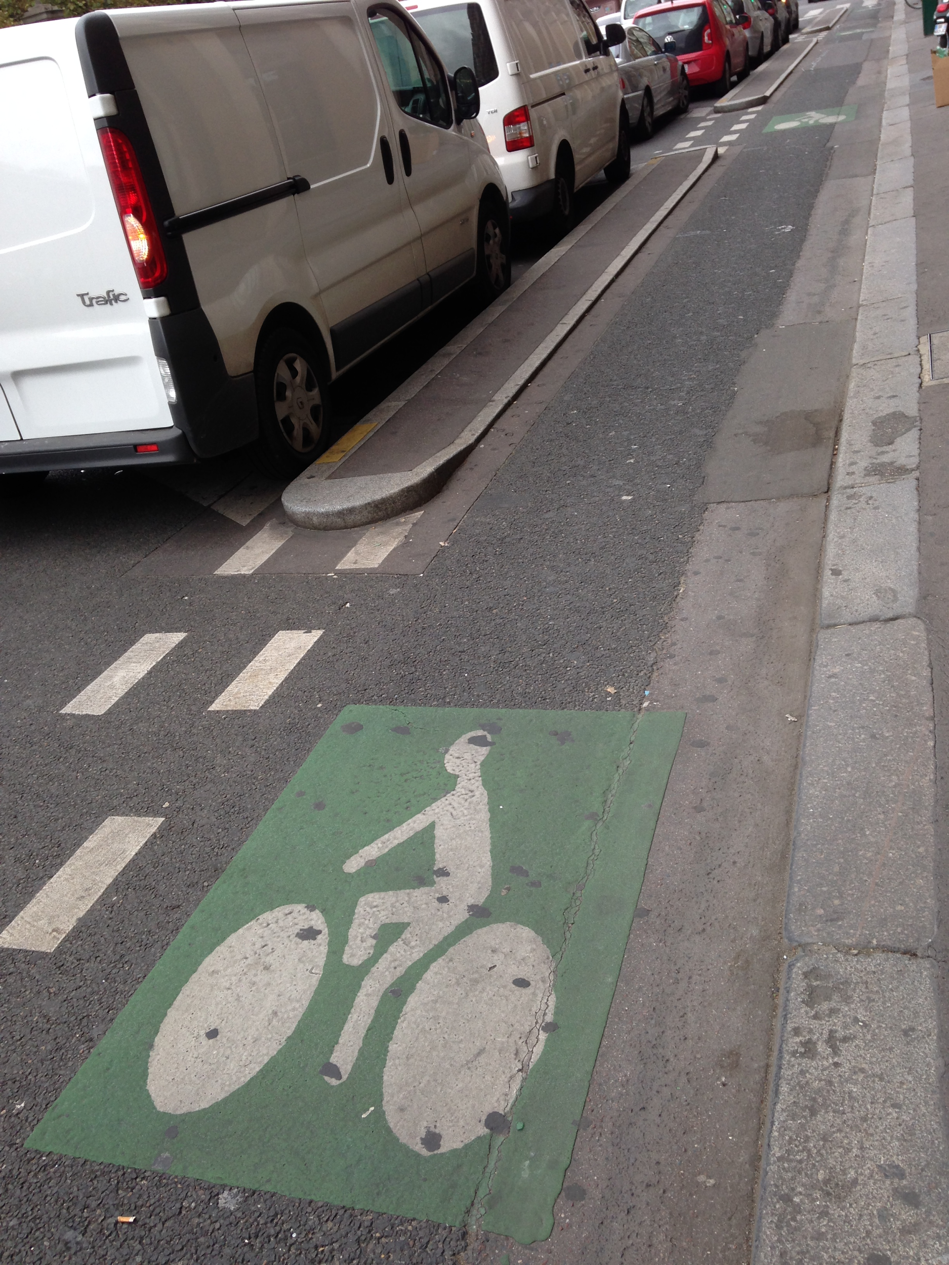 Bike lane showing minimal extra safe distance from traffic