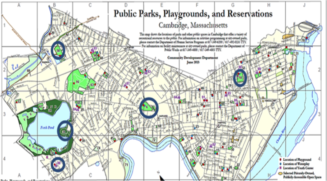 Map showing proposed locations of water bottle filling stations