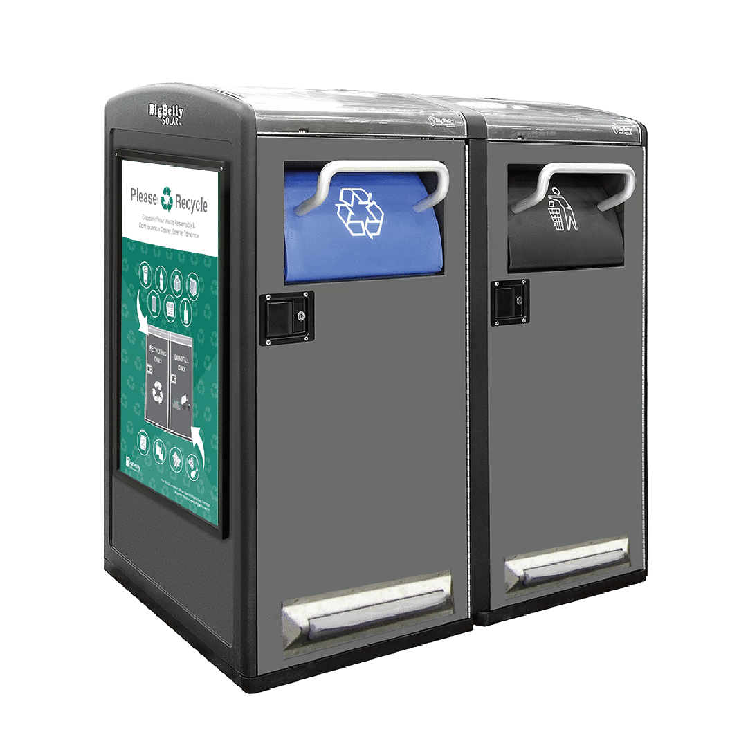 Big Belly solar powered trash and recycling compactors