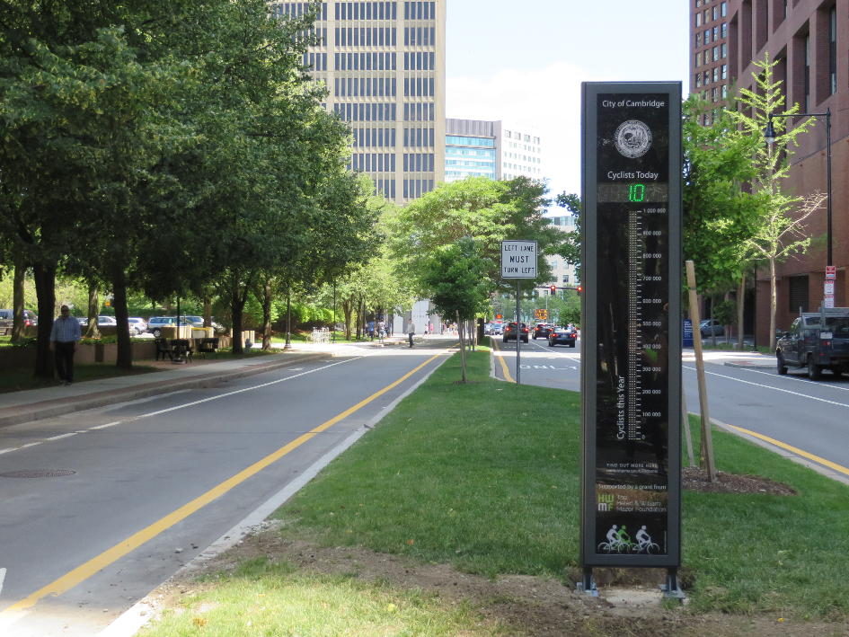 Wide view of Boston bike counter