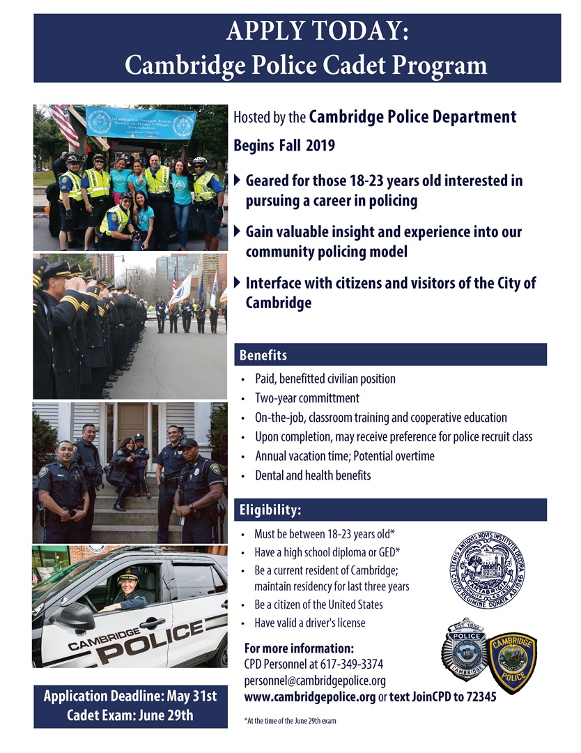 Cambridge Police Department Seeking Applicants For New Police Cadet Program