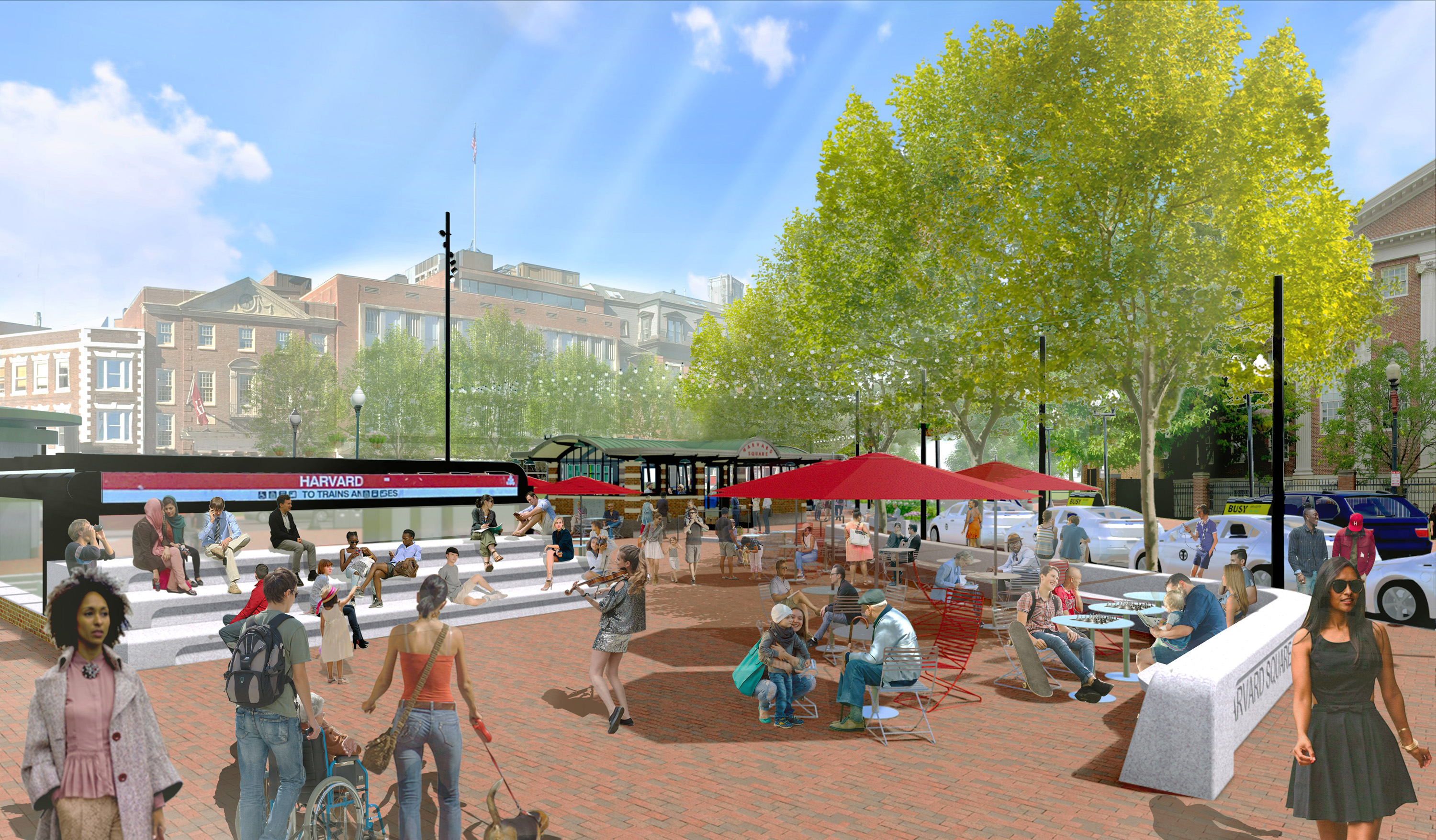 Rendering of Harvard Square Plaza during the day