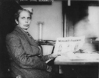 Alice Stone Blackwell half-length portrait, seated, facing right, holding copy of Woman's Journal, of which she was editor. Between 1905 and 1917. George Grantham Bain Collection, Library of Congress.