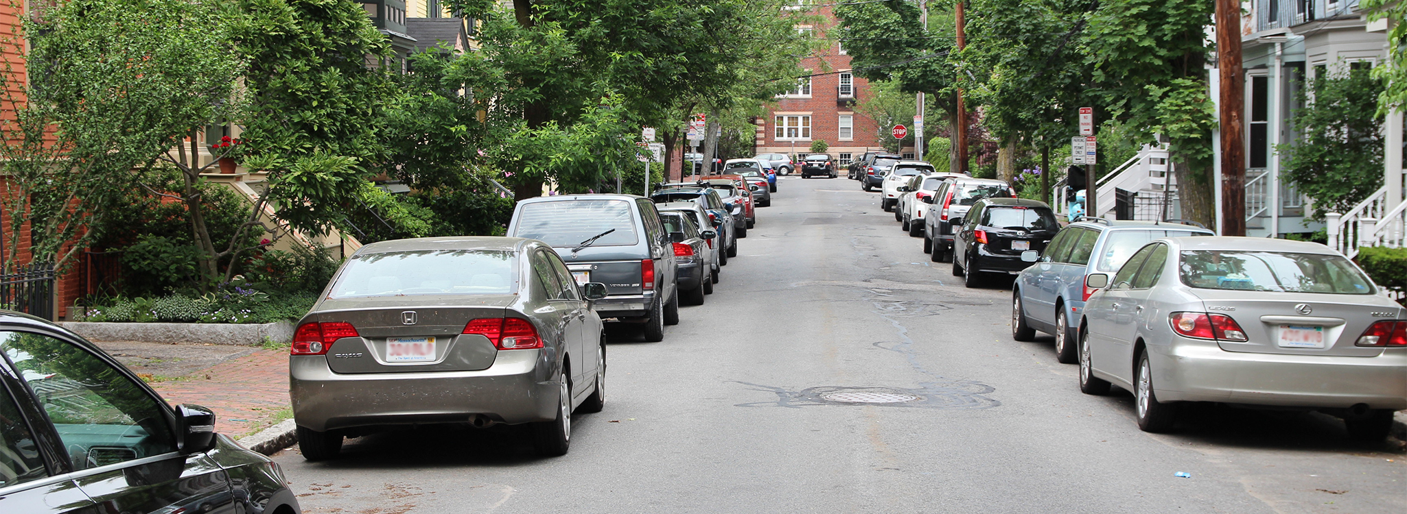 Cars parked on residential Street